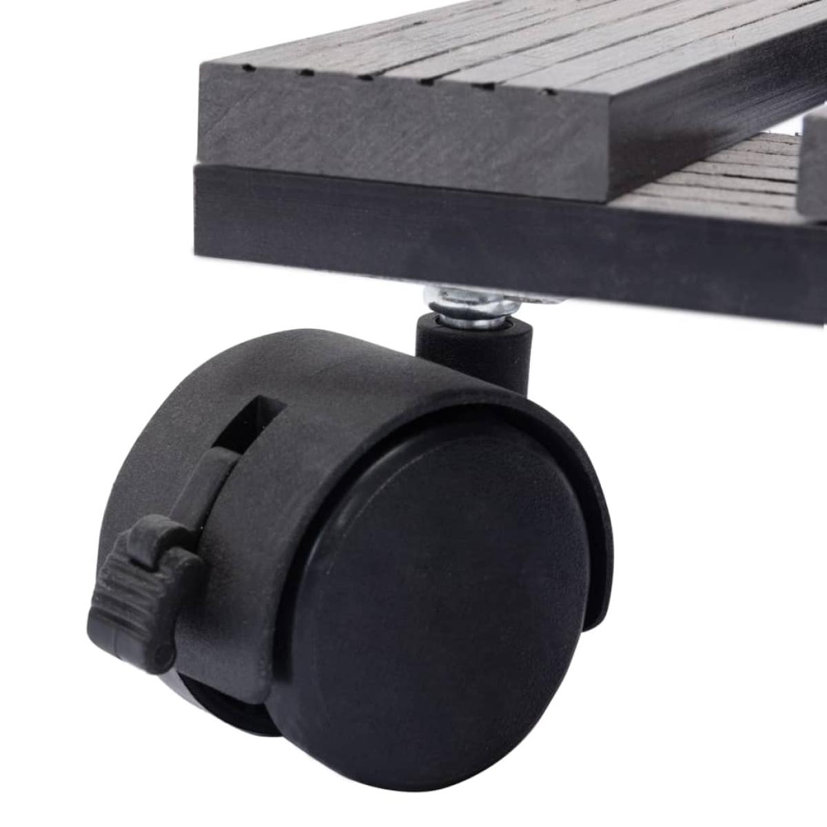 Soporte con ruedas para plantas 2 unidades WPC gris 30x30x7,5cm