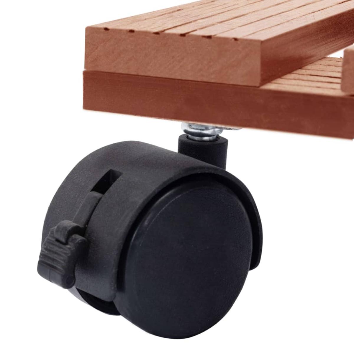 Soporte con ruedas para plantas 2 uds WPC marrón 30x30x7,5 cm