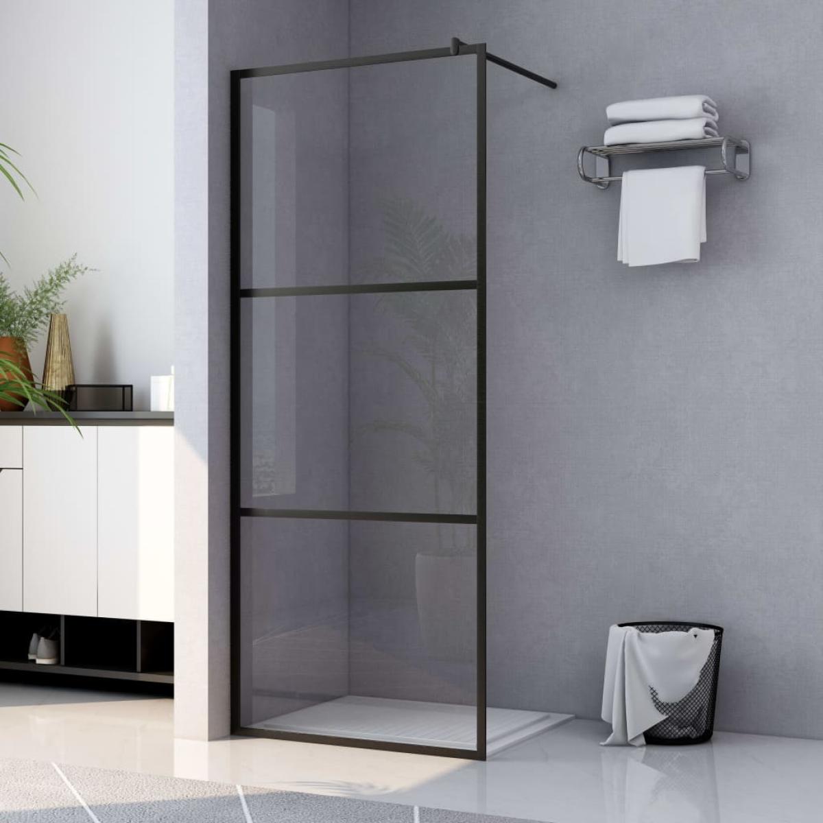 Mampara ducha accesible vidrio ESG transparente negro 90x195 cm