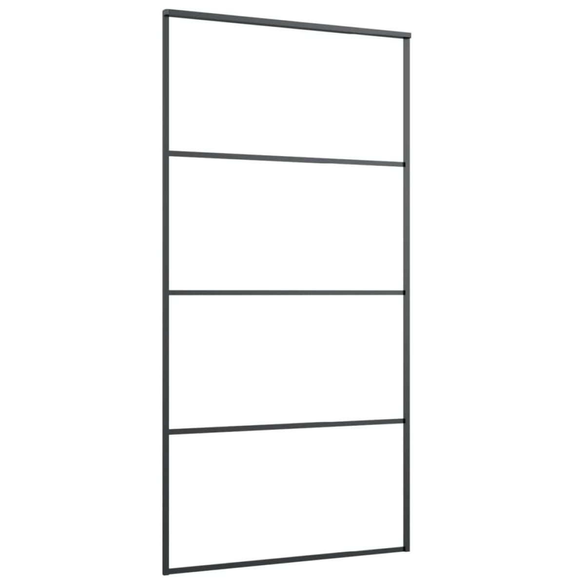 Puerta corredera aluminio y ESG vidrio negra 102,5x205 cm