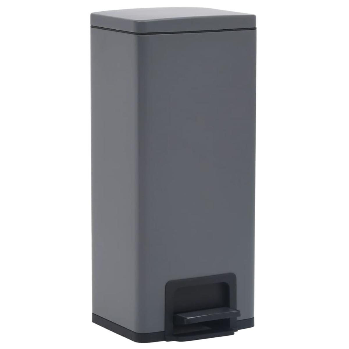 Cubo basura con pedal antihuellas 30L gris acero inoxidable