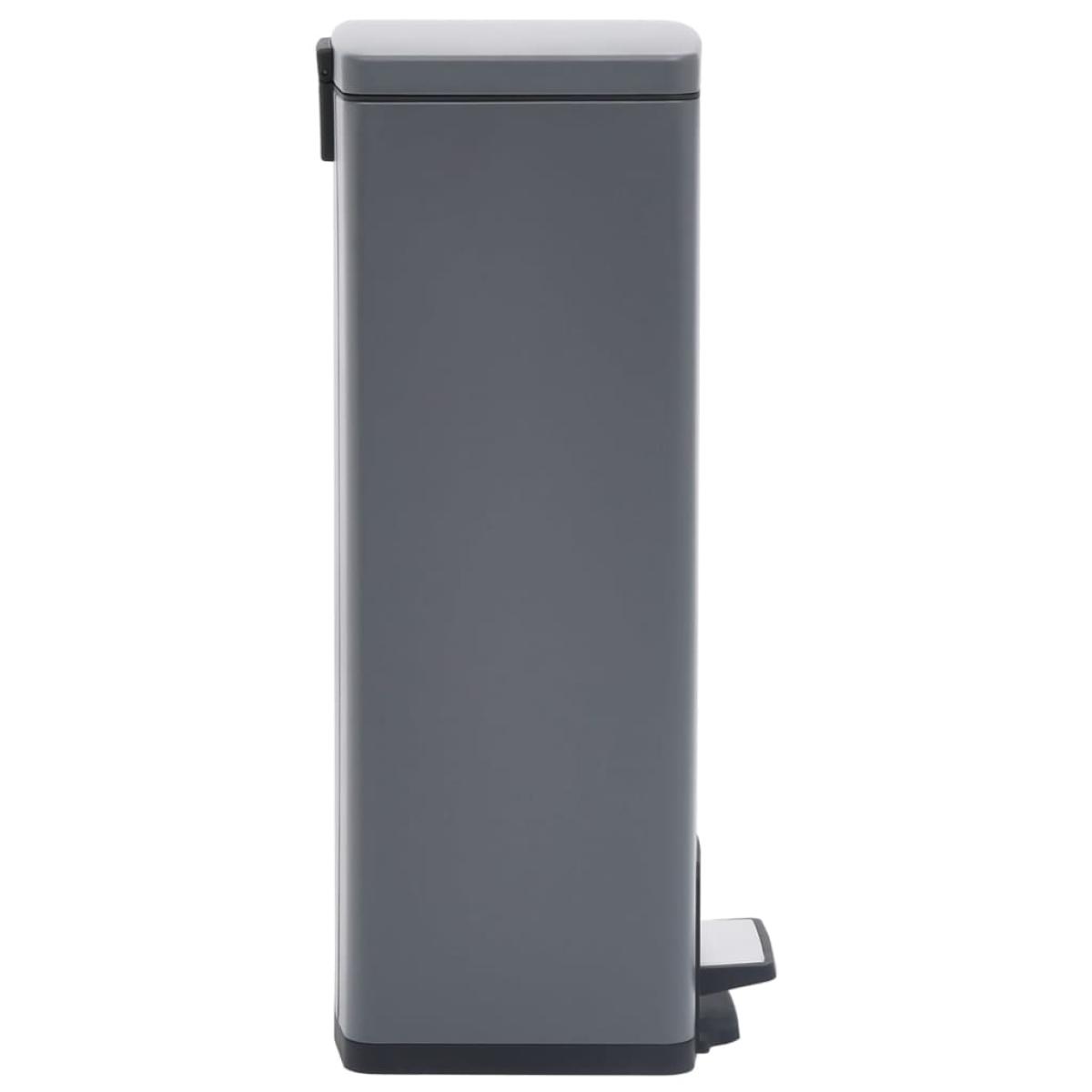 Cubo basura con pedal antihuellas 30L gris acero inoxidable