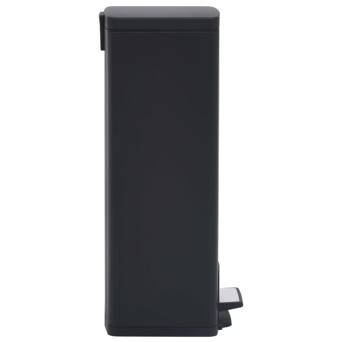 Cubo basura con pedal antihuellas 30L negro acero inoxidable