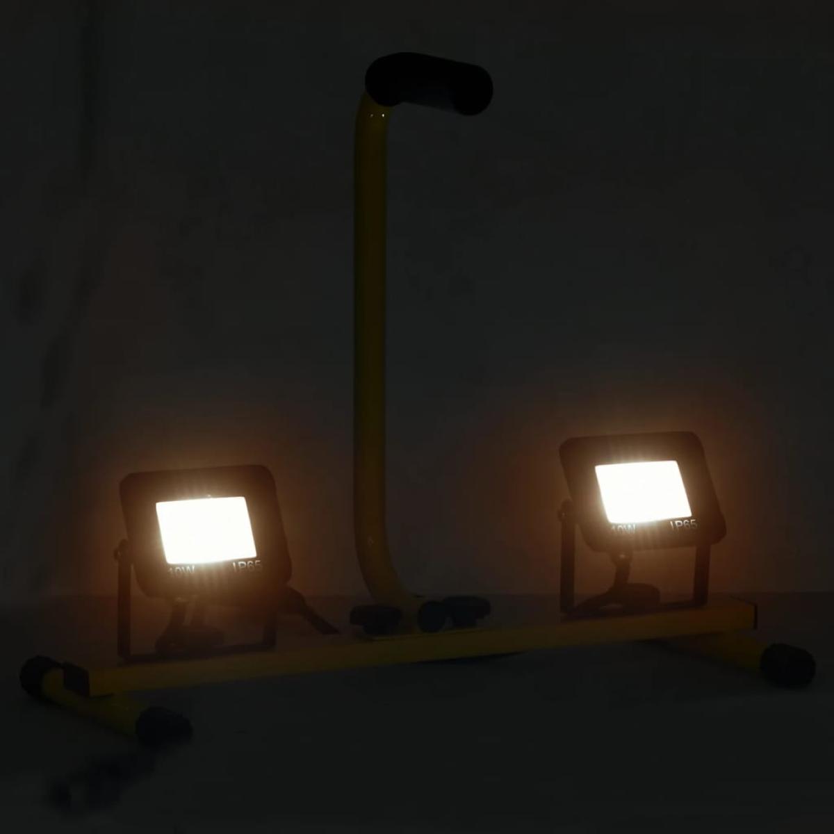 Foco LED con asa 2x10 W blanco cálido