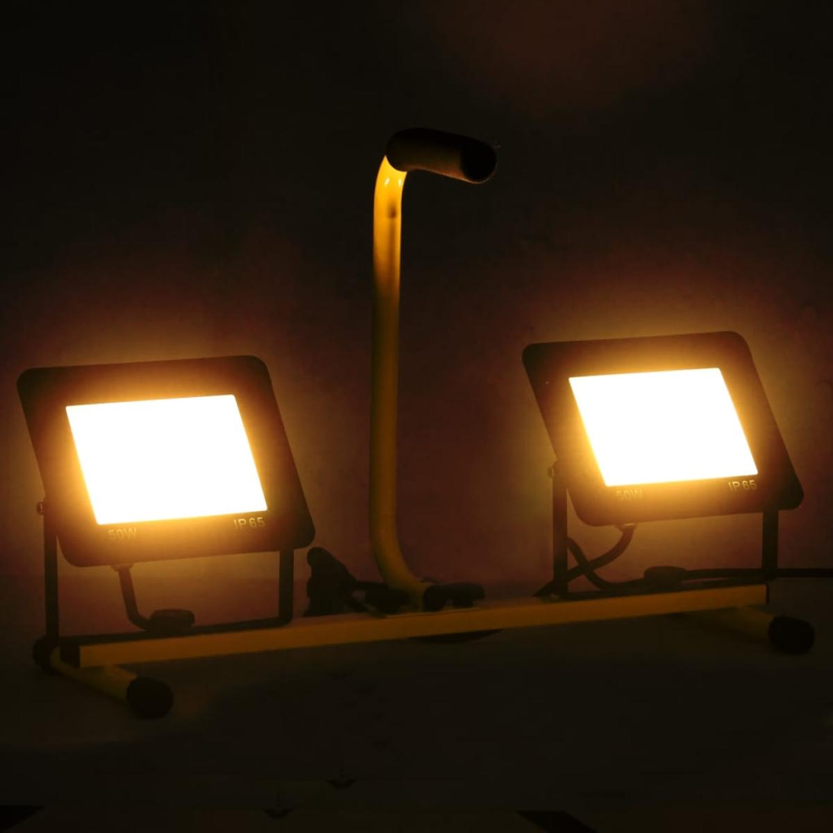 Foco LED con asa 2x50 W blanco cálido
