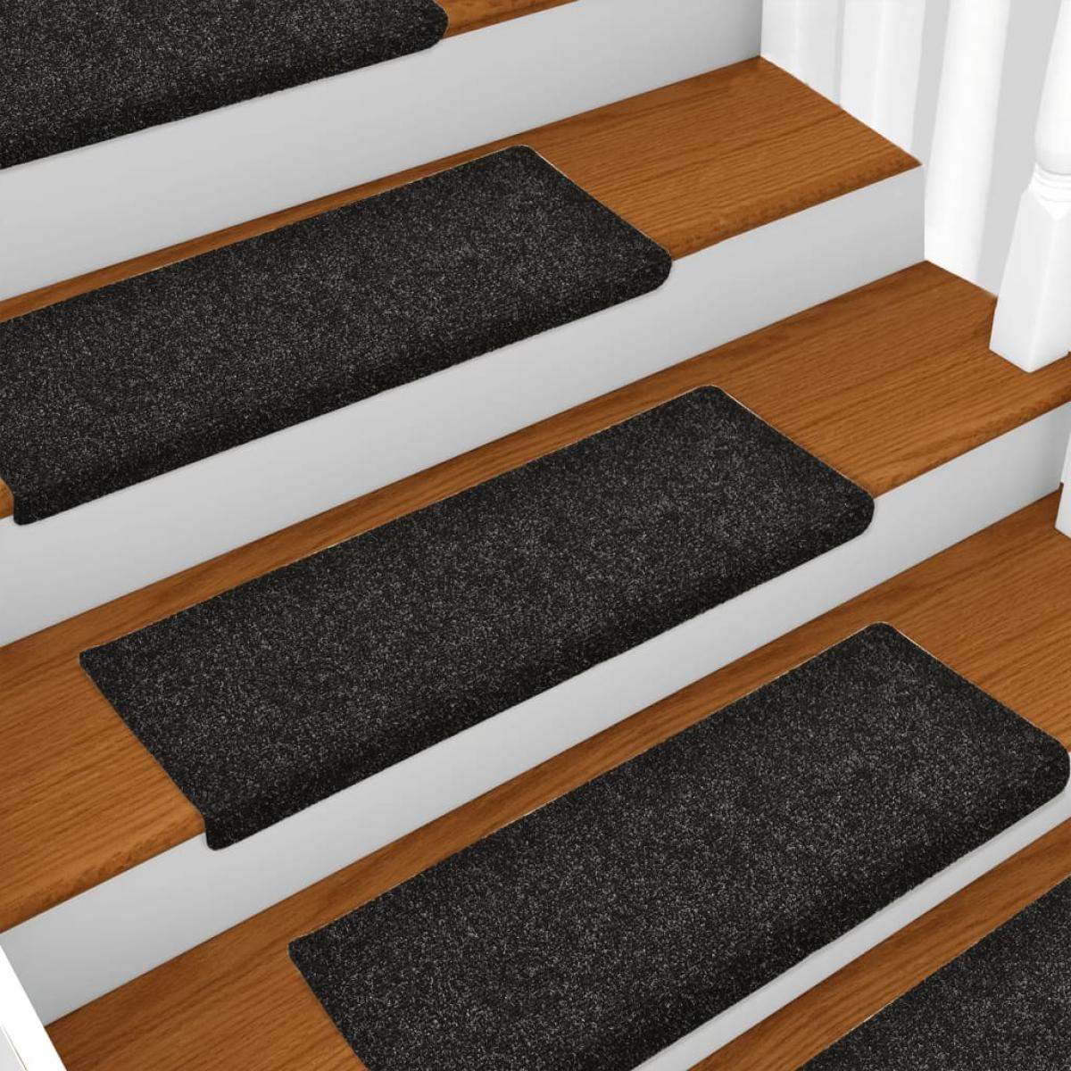 Alfombrillas de escalera 10 unidades negro 65x21x4 cm
