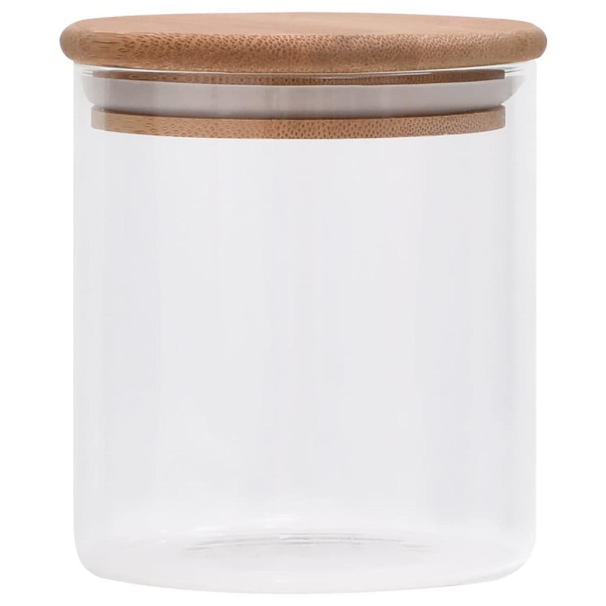 Tarros de almacenaje con tapa de bambú 6 unidades 600 ml