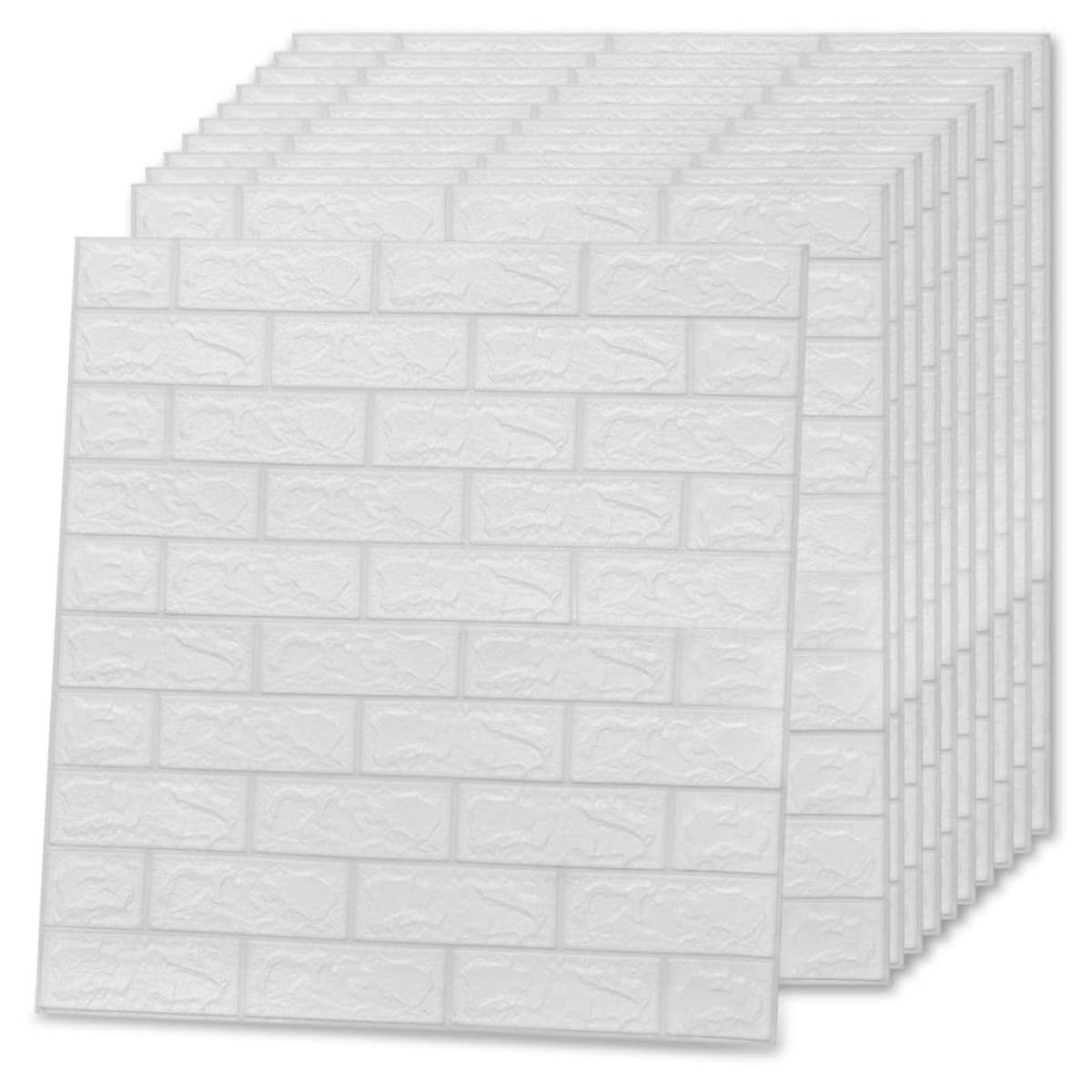Papel pintado autoadhesivo ladrillos 3D 10 unidades blanco