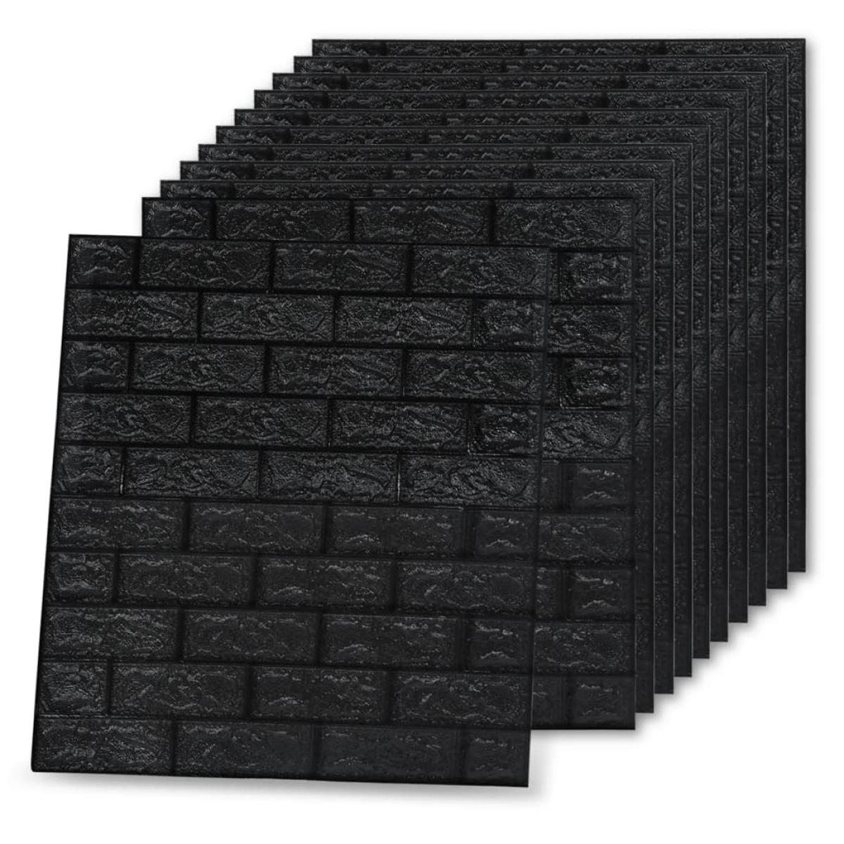 Papel pintado autoadhesivo ladrillos 3D 10 unidades negro