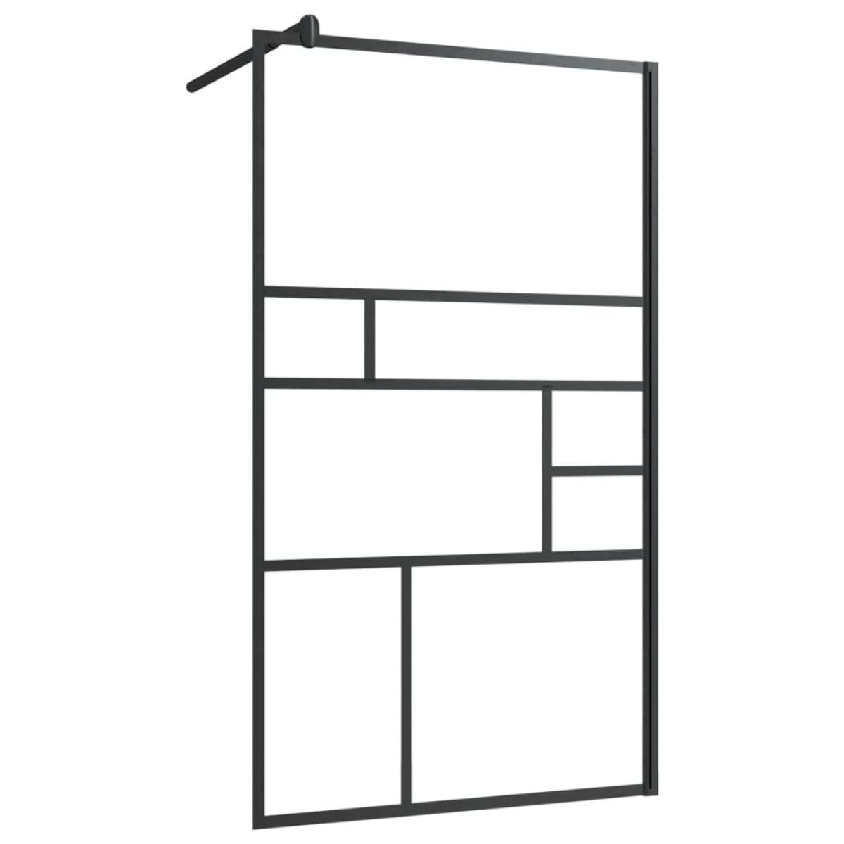 Mampara ducha accesible vidrio ESG transparente negro 90x195 cm