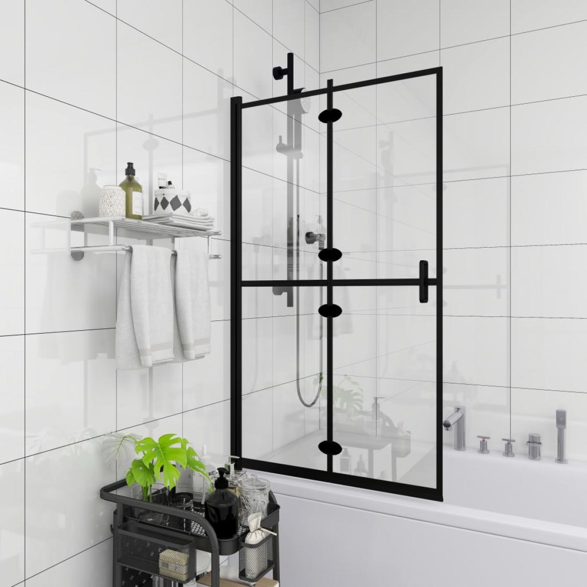 Mampara de ducha plegable ESG negro 100x140 cm