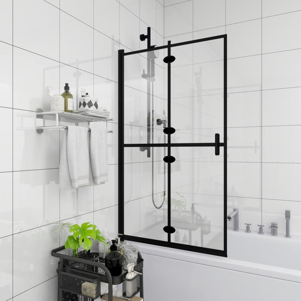 Mampara de ducha plegable ESG negro 120x140 cm
