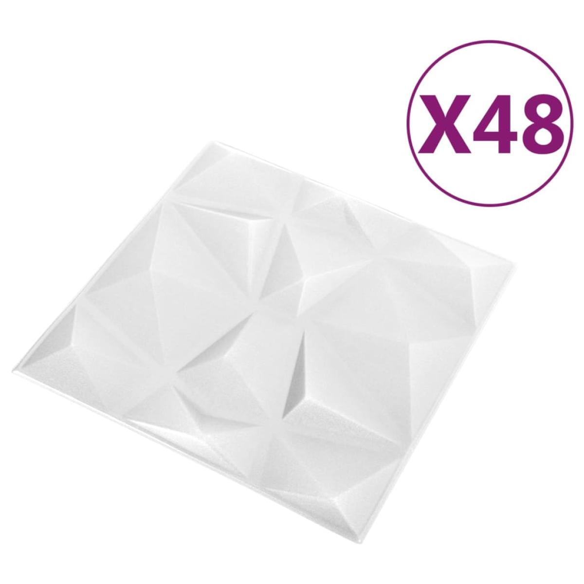 Paneles de pared 3D 48 unidades 50x50 cm blanco diamante 12 m²