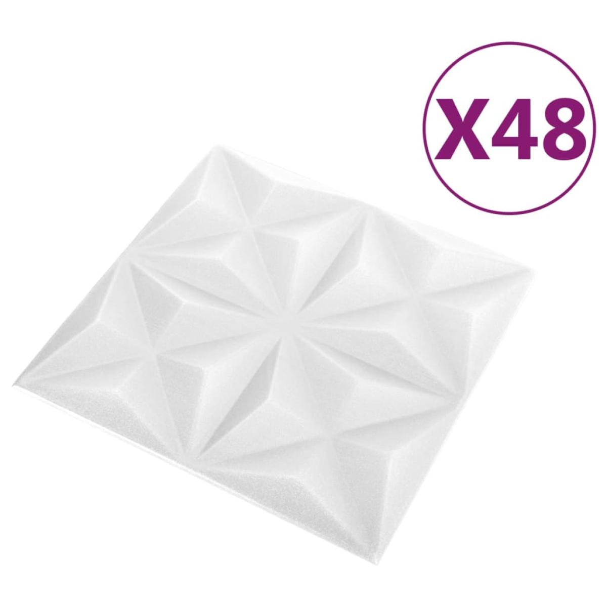 Paneles de pared 3D 48 unidades 50x50 cm blanco origami 12 m²