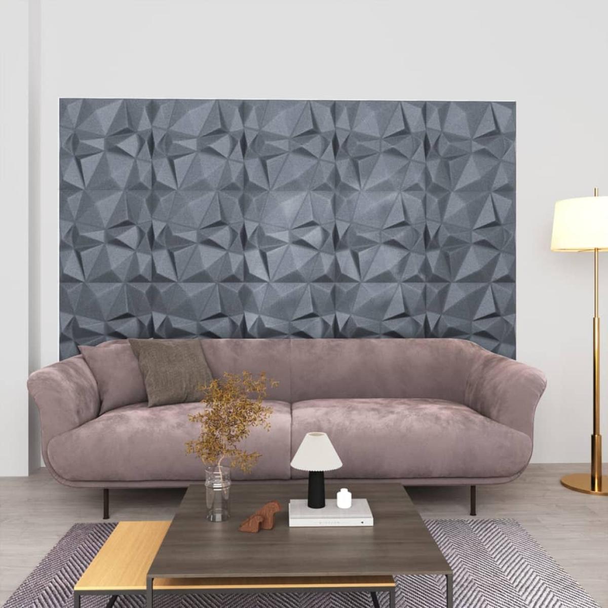 Paneles de pared 3D 24 unidades 50x50 cm gris diamante 6 m²