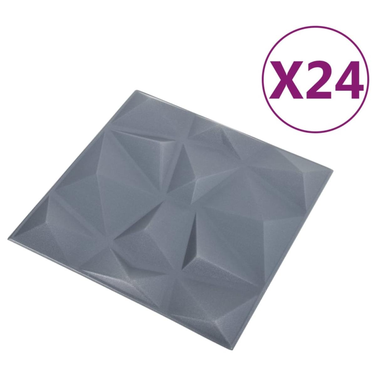 Paneles de pared 3D 24 unidades 50x50 cm gris diamante 6 m²