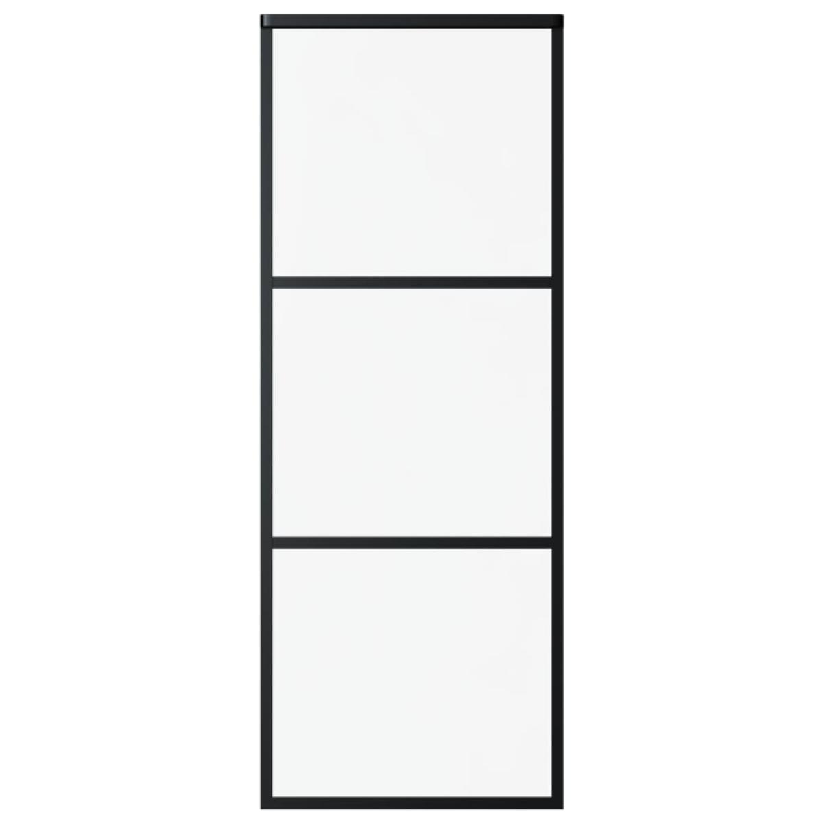 Puerta corredera ESG vidrio y aluminio 76x205 cm negro