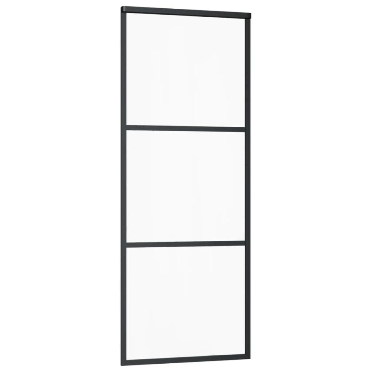 Puerta corredera ESG vidrio y aluminio 76x205 cm negro
