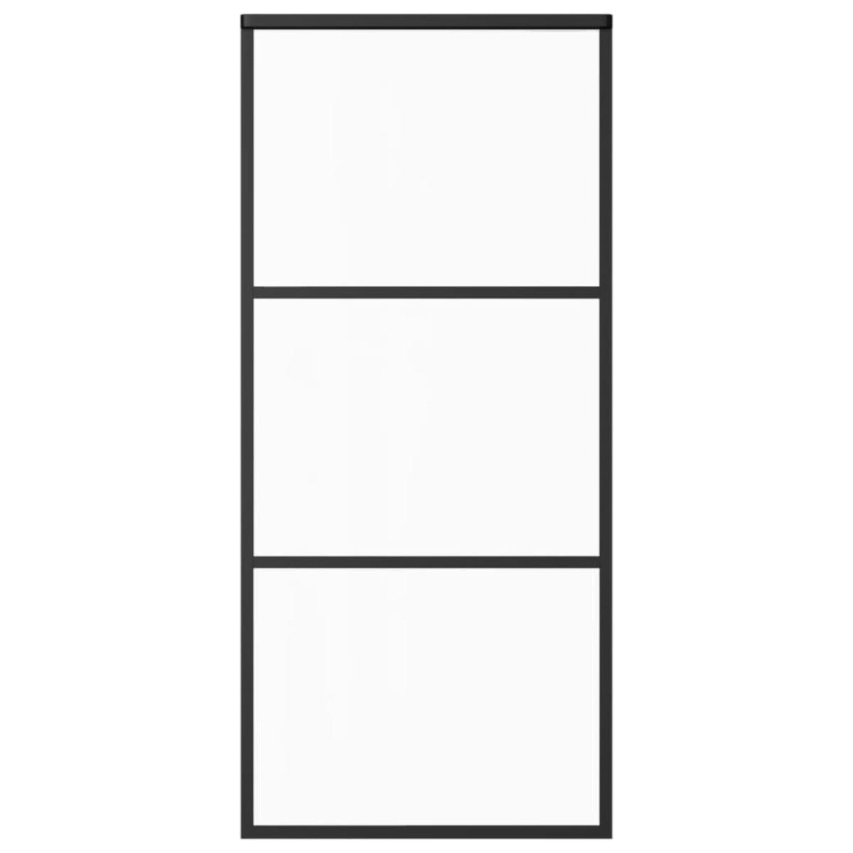Puerta corredera ESG vidrio y aluminio 90x205 cm negro