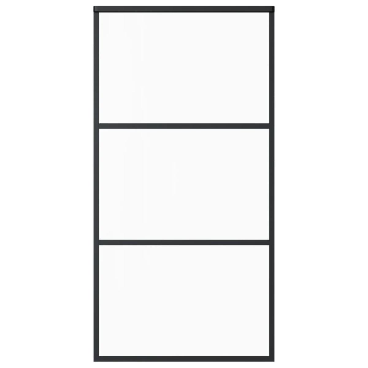 Puerta corredera ESG vidrio y aluminio 102x205 cm negra