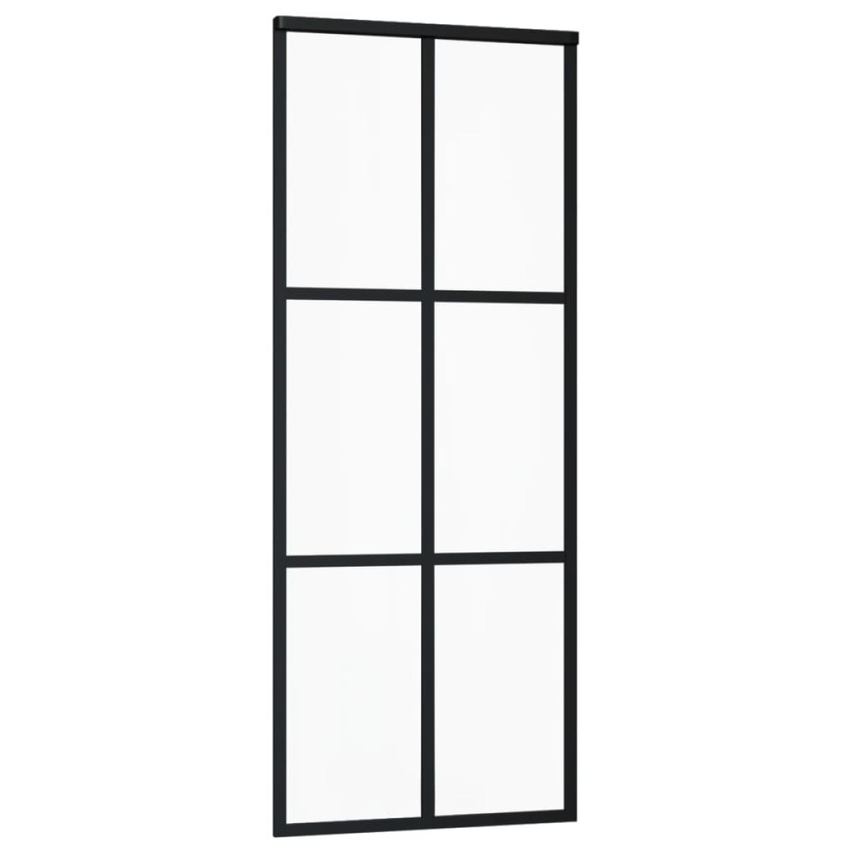 Puerta corredera ESG vidrio y aluminio 76x205 cm negro