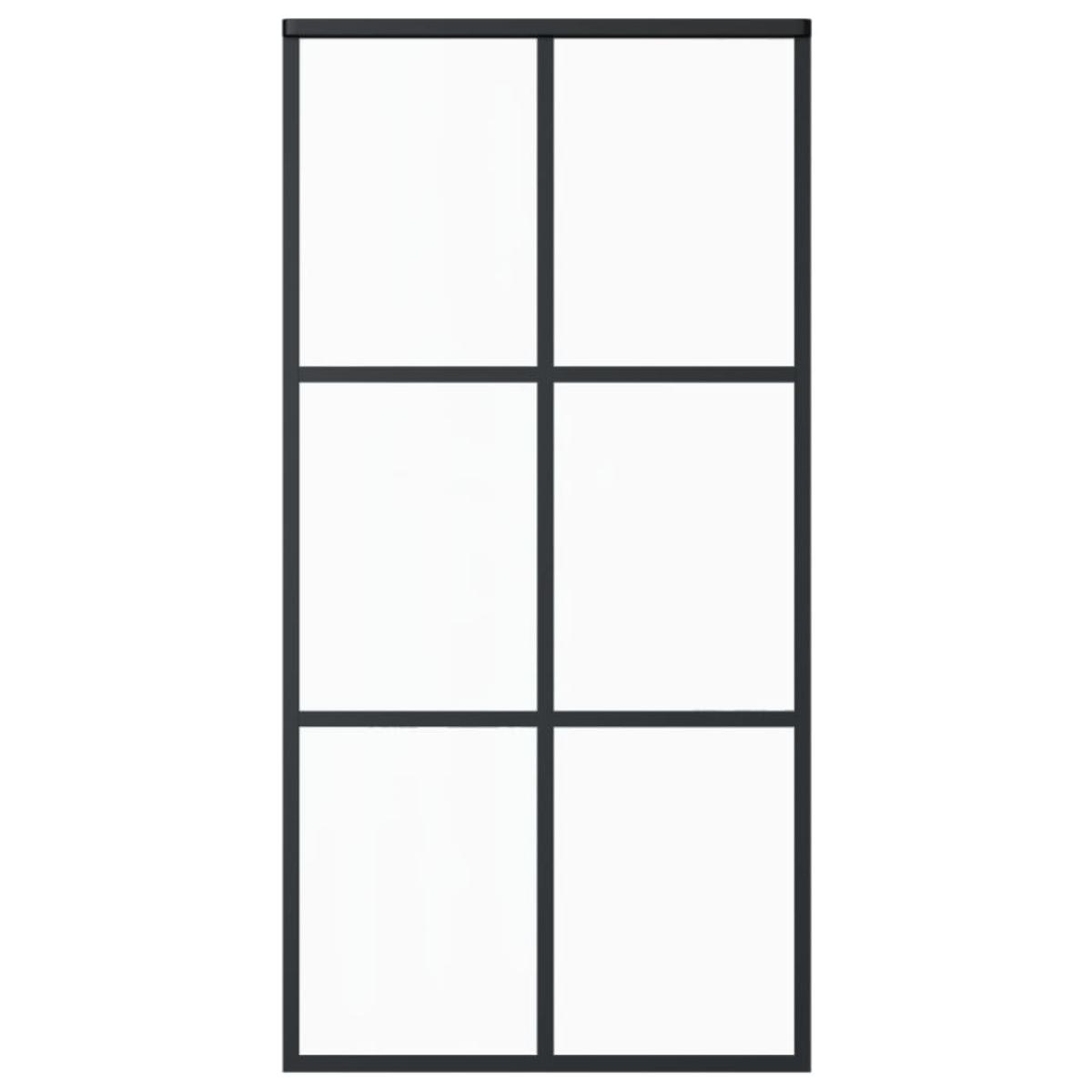 Puerta corredera ESG vidrio y aluminio 102x205 cm negra