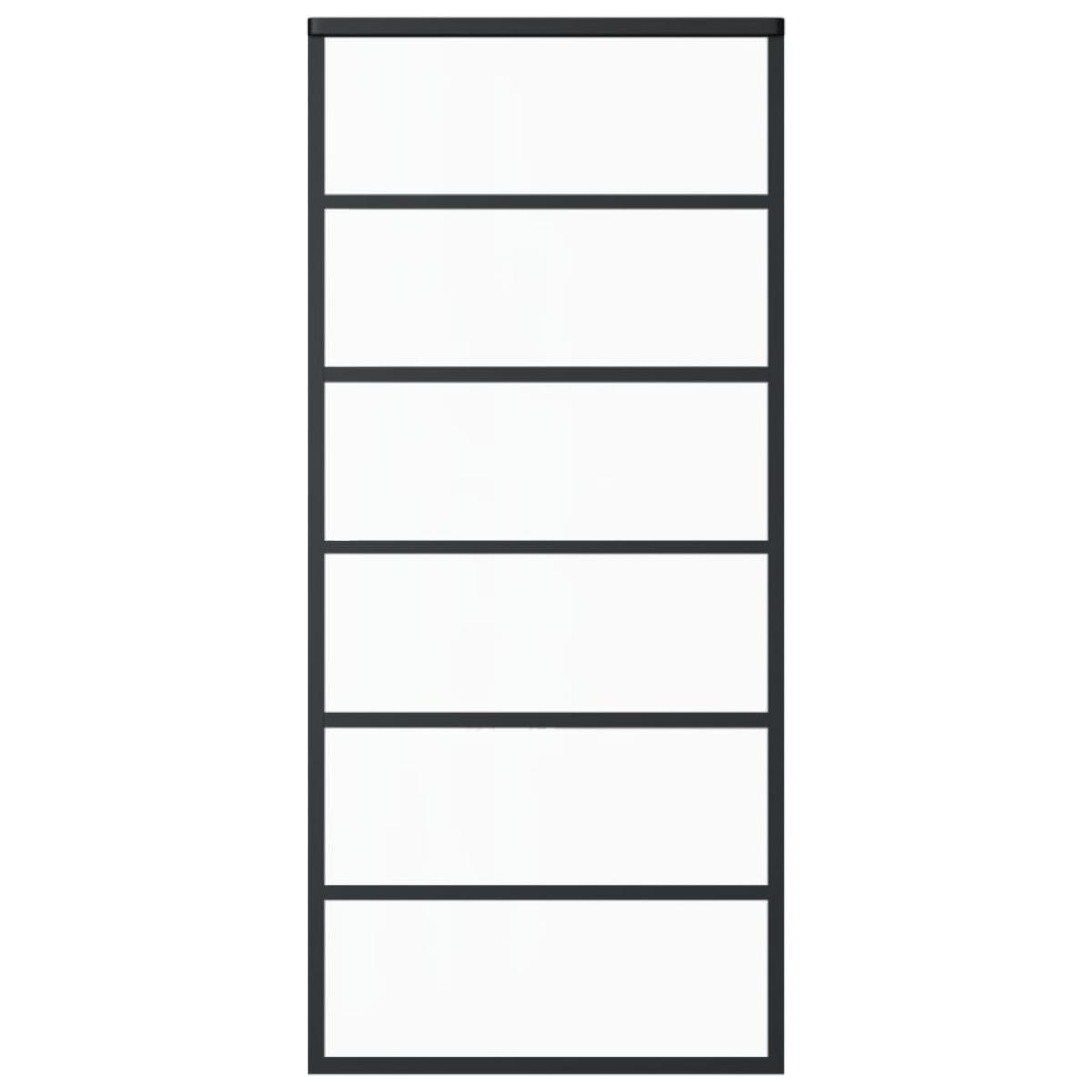 Puerta corredera ESG vidrio y aluminio 90x205 cm negro