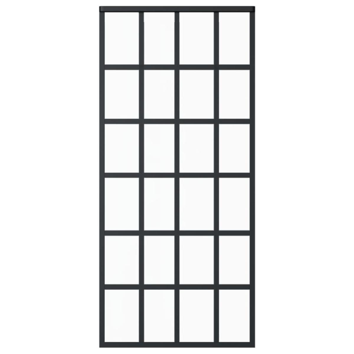 Puerta corredera ESG vidrio y aluminio 90x205 cm negro
