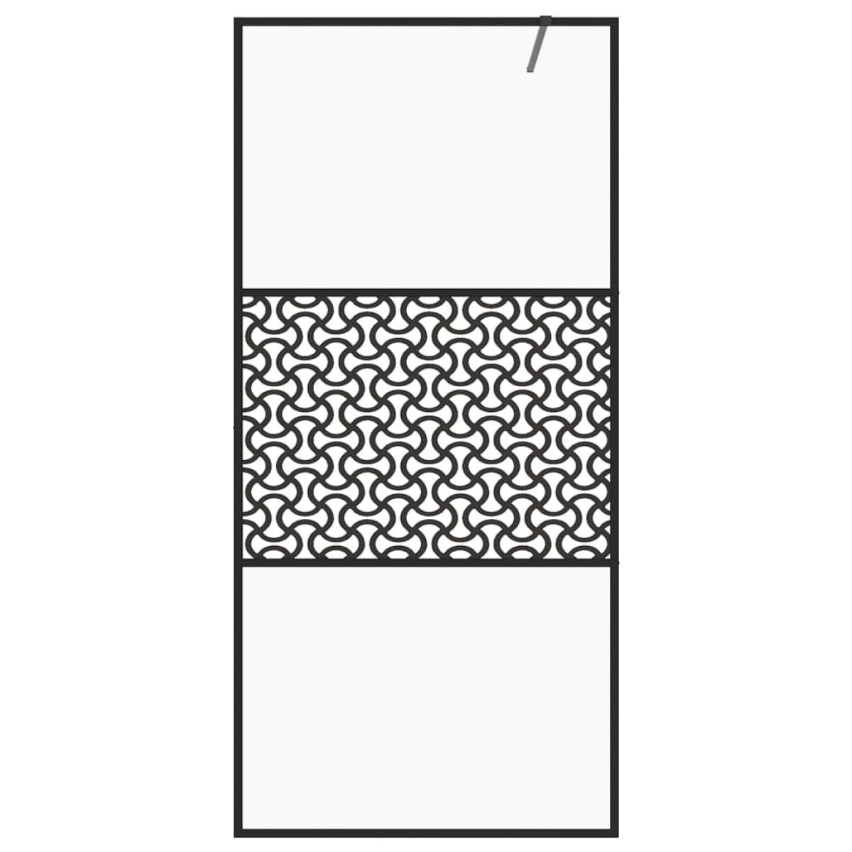 Mampara ducha accesible vidrio ESG transparente negro 90x195 cm