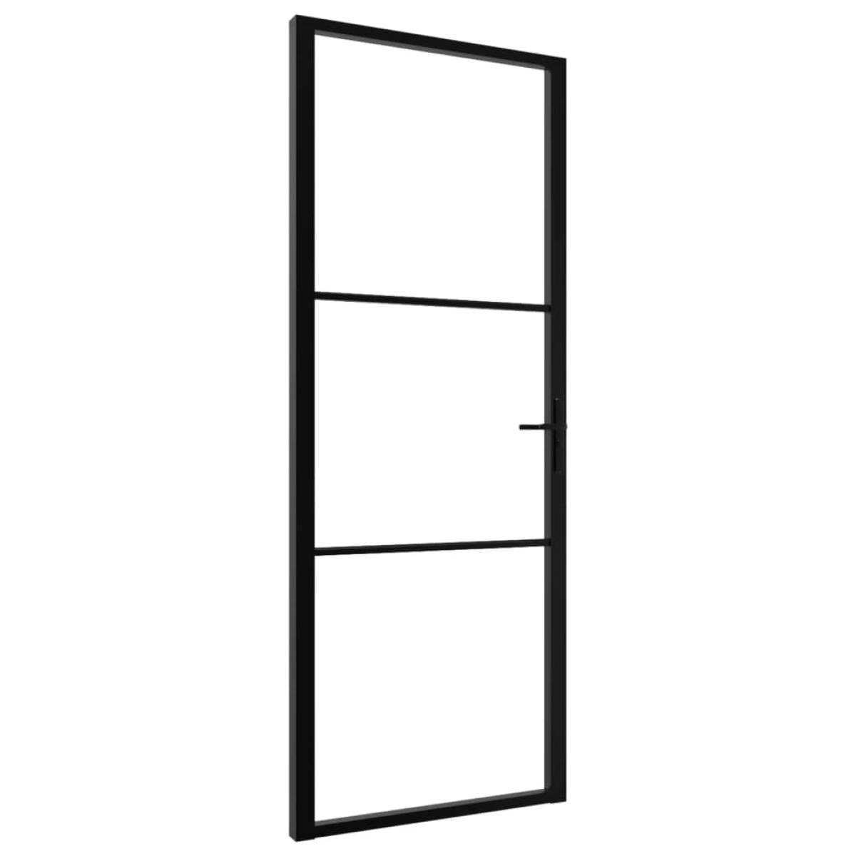Puerta interior vidrio ESG y aluminio negro 76x201,5 cm