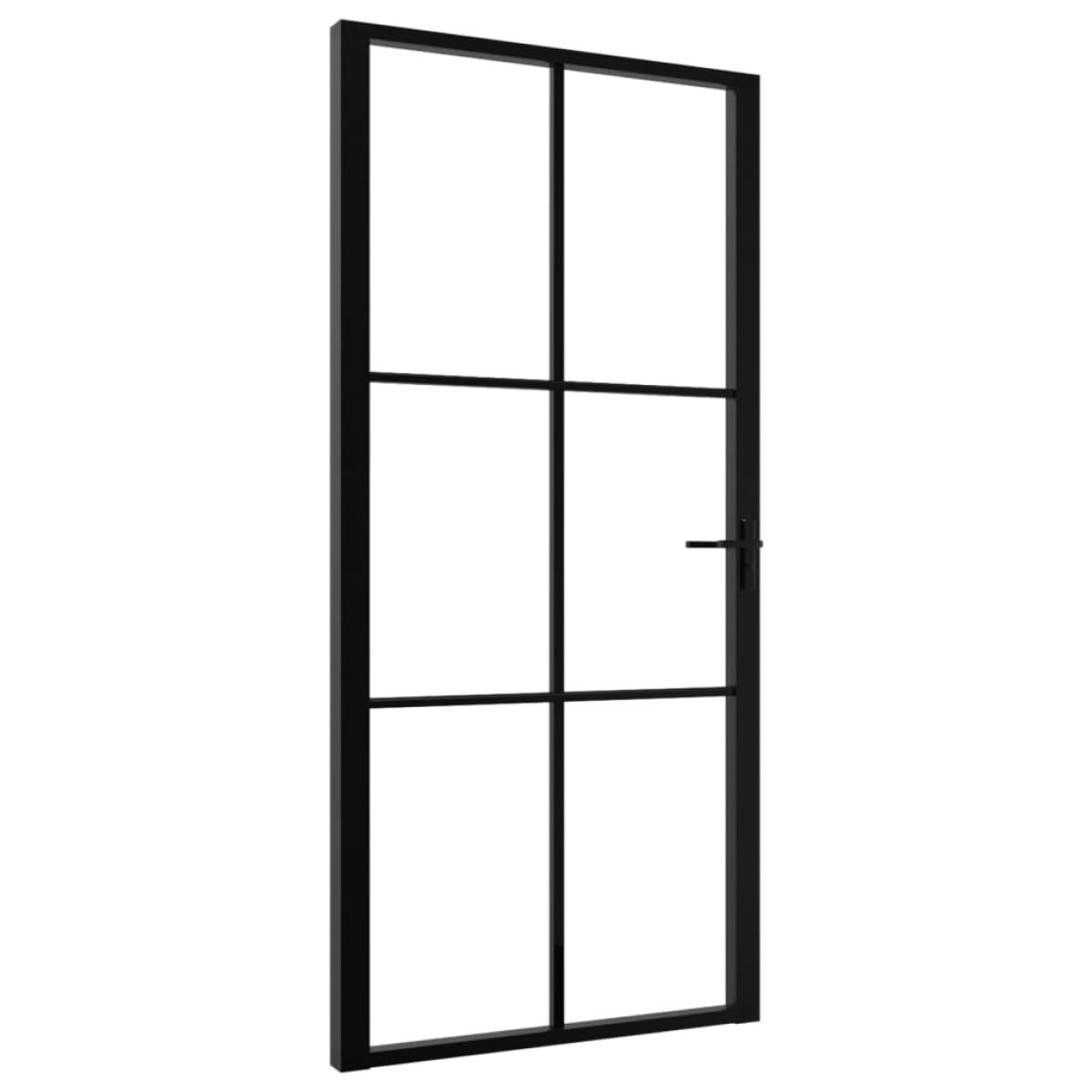 Puerta interior vidrio ESG y aluminio negro 102,5x201,5 cm