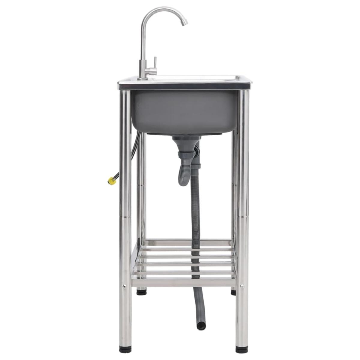 Fregadero de camping doble seno y grifo acero inoxidable
