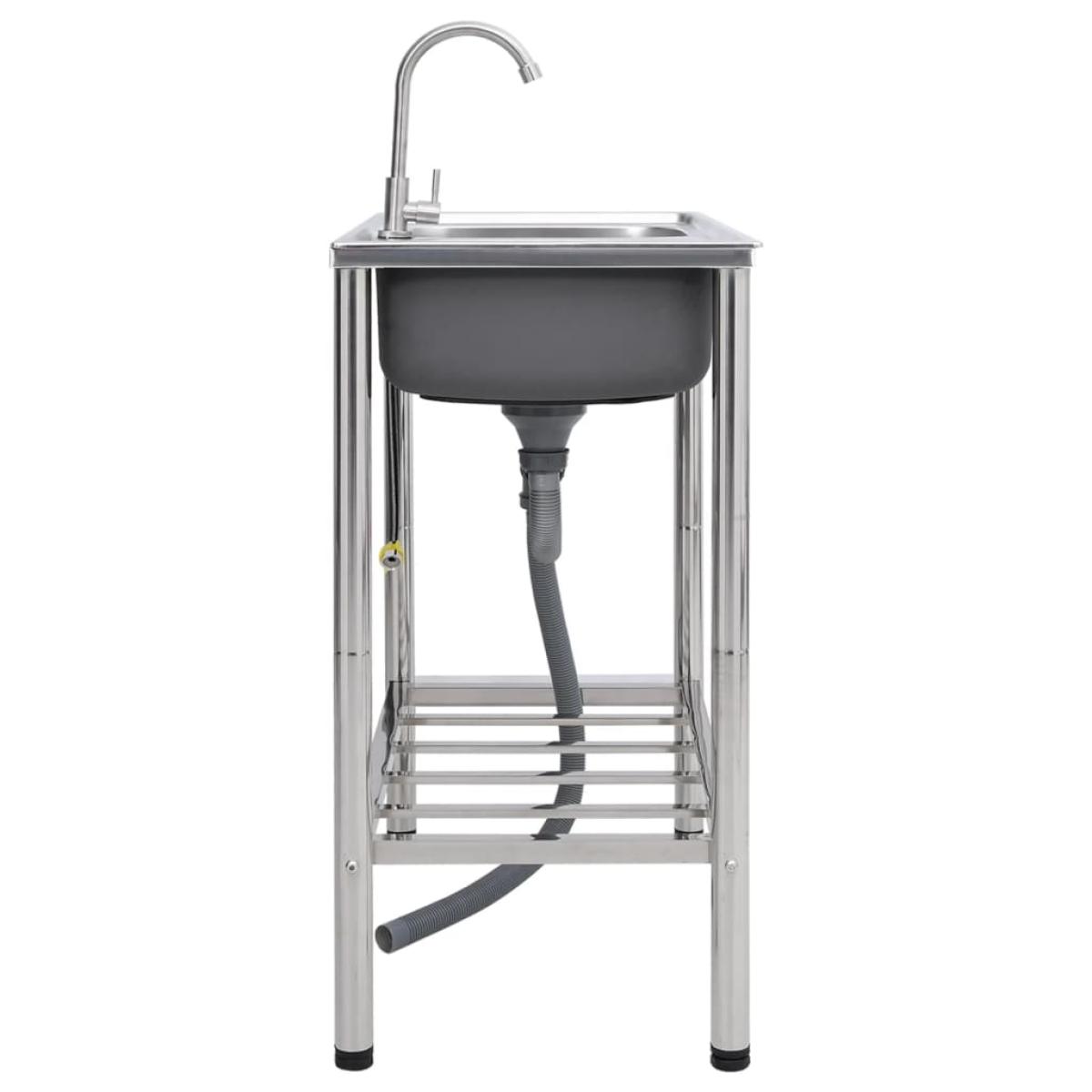 Fregadero de camping doble seno y grifo acero inoxidable