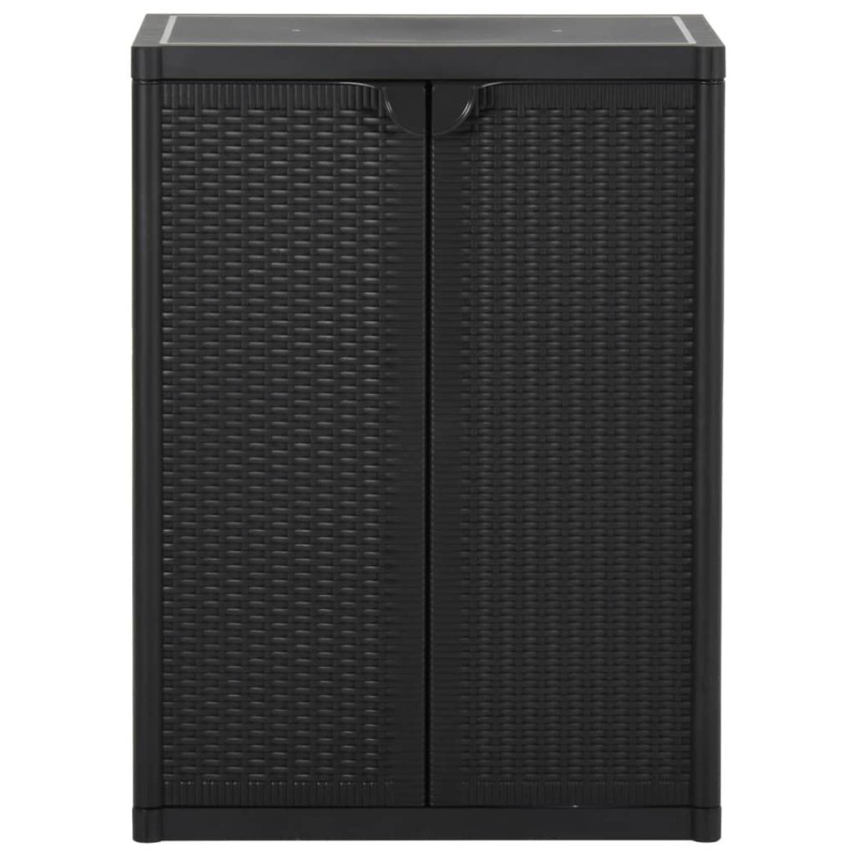 Armario de almacenaje de jardín PP ratán negro 65x45x88 cm