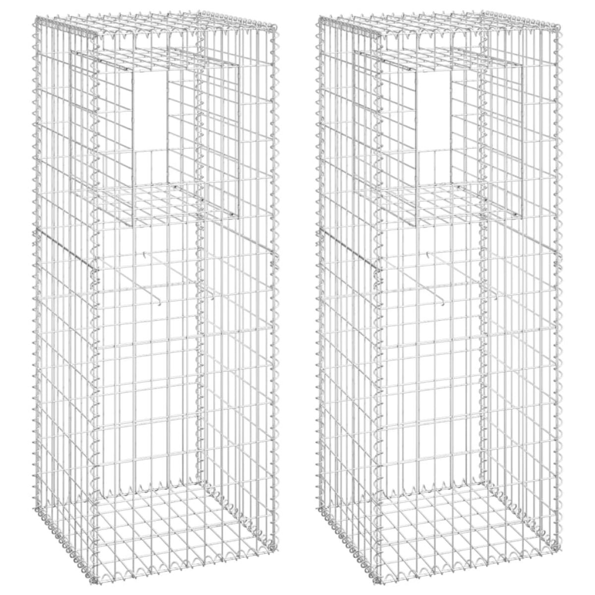 Cestas postes de gaviones 2 unidades hierro 50x50x140 cm