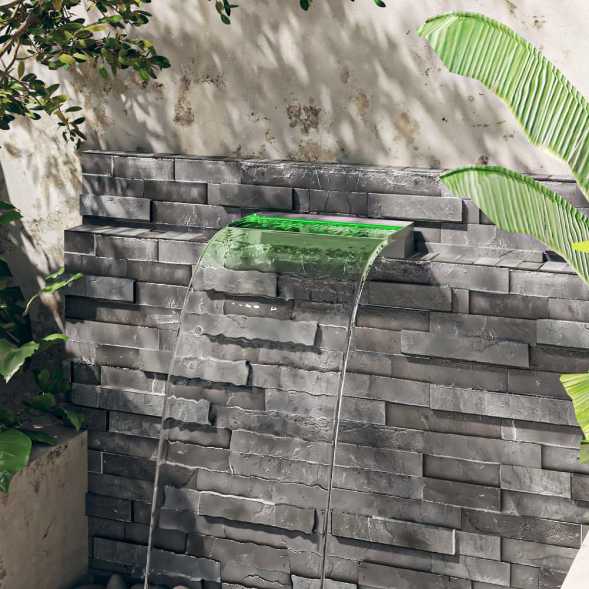 Fuente cascada con LED RGB acero inoxidable 45 cm