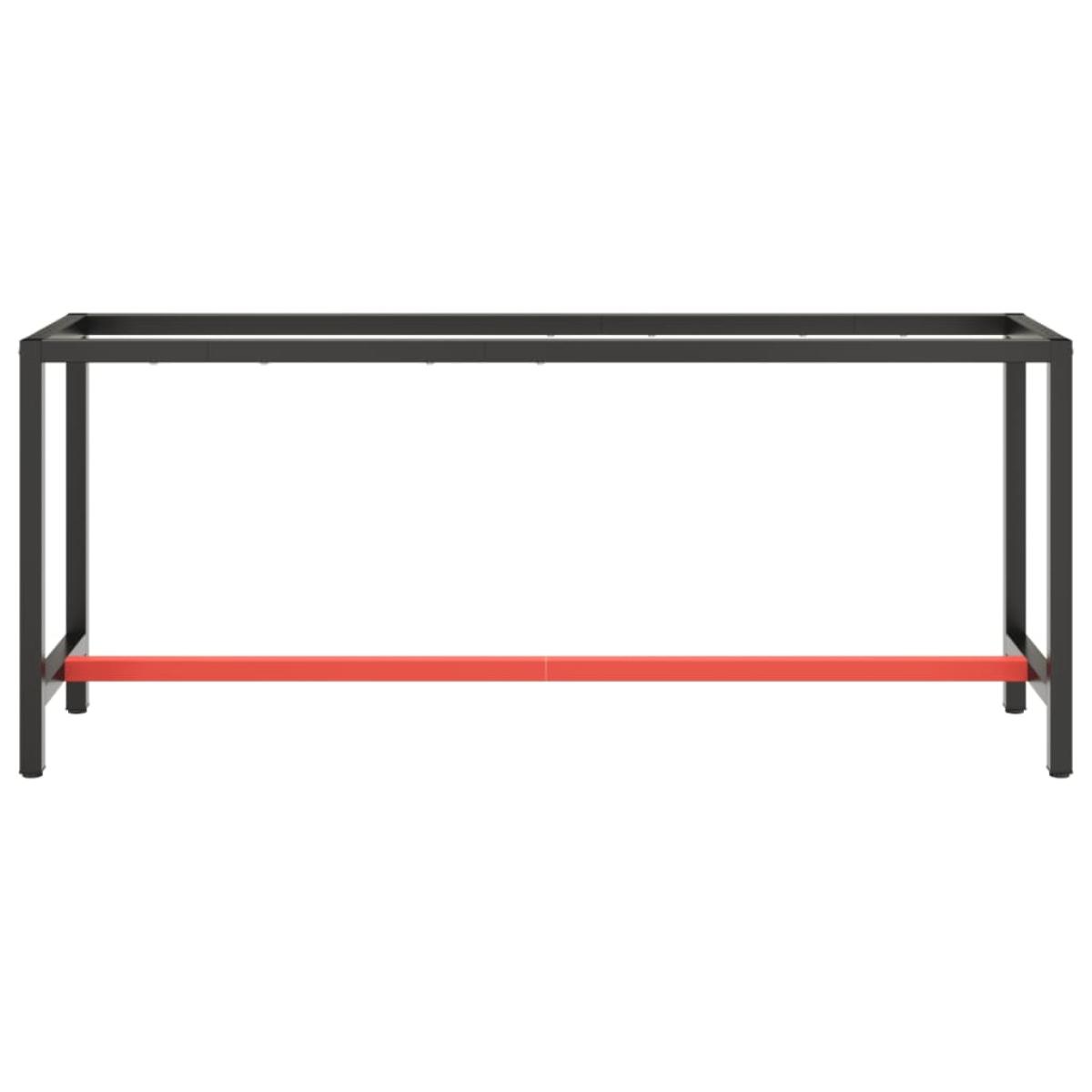 Estructura banco de trabajo metal negro y rojo mate 190x50x79cm