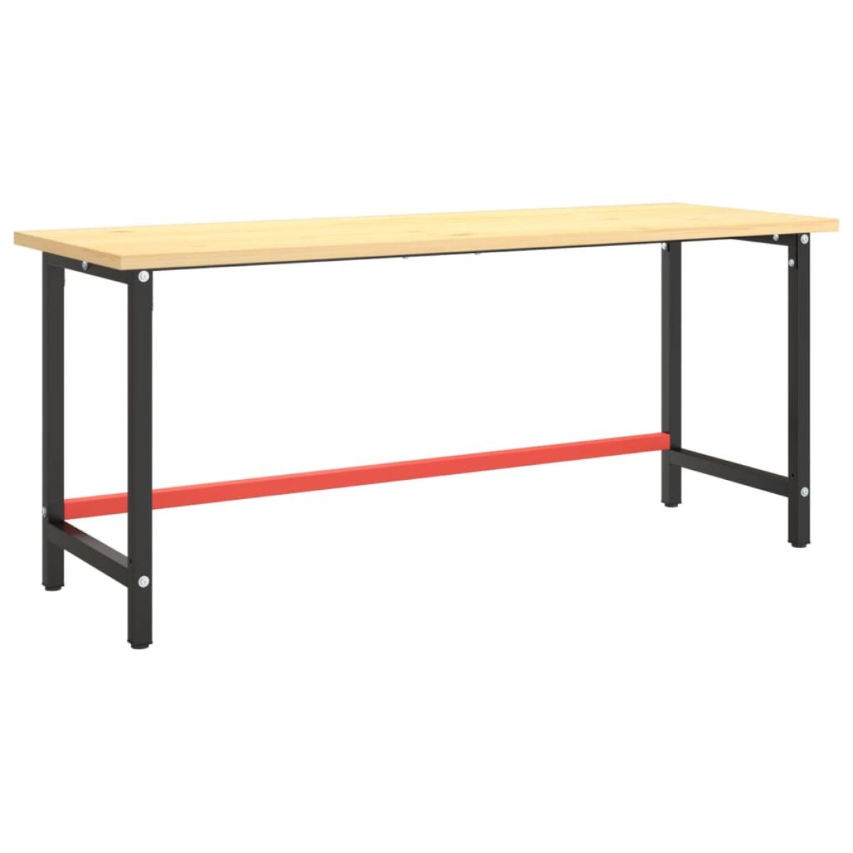 Estructura banco de trabajo metal negro y rojo mate 180x57x79cm