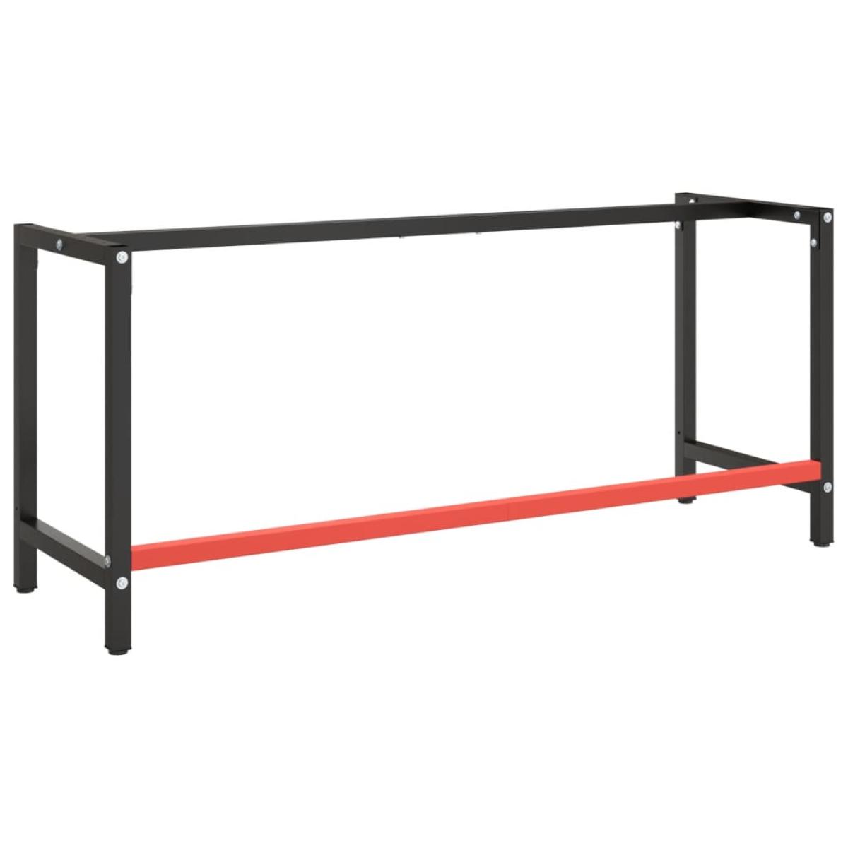 Estructura banco de trabajo metal negro y rojo mate 180x57x79cm