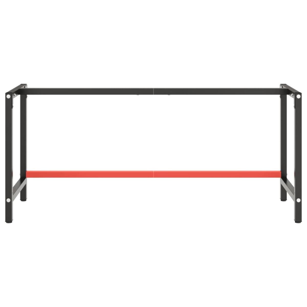 Estructura banco de trabajo metal negro y rojo mate 180x57x79cm