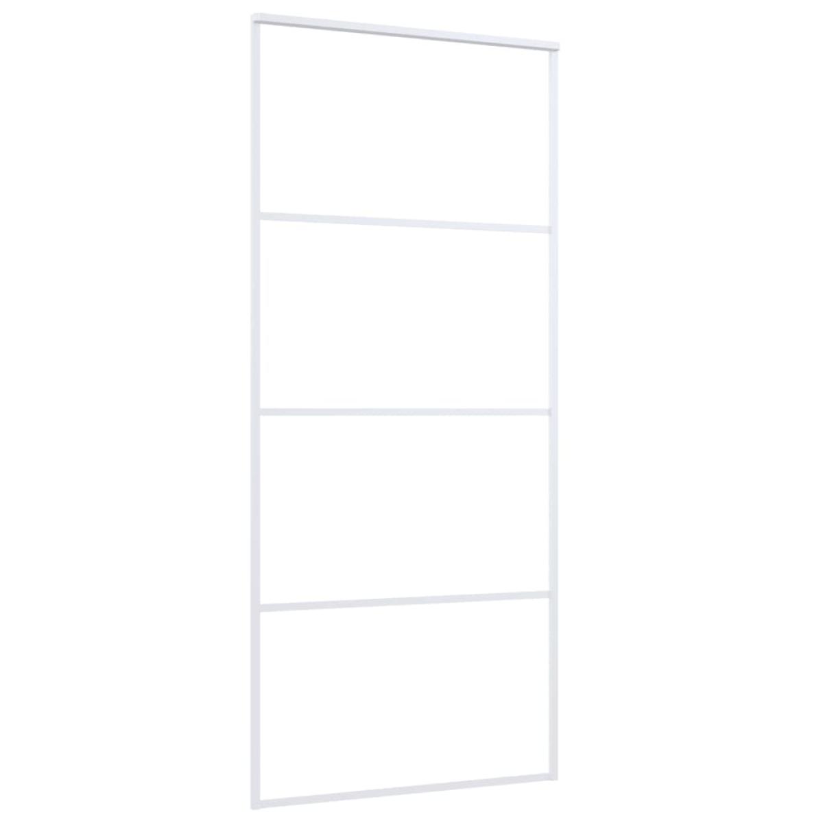 Puerta corredera ESG vidrio y aluminio blanca 90x205 cm