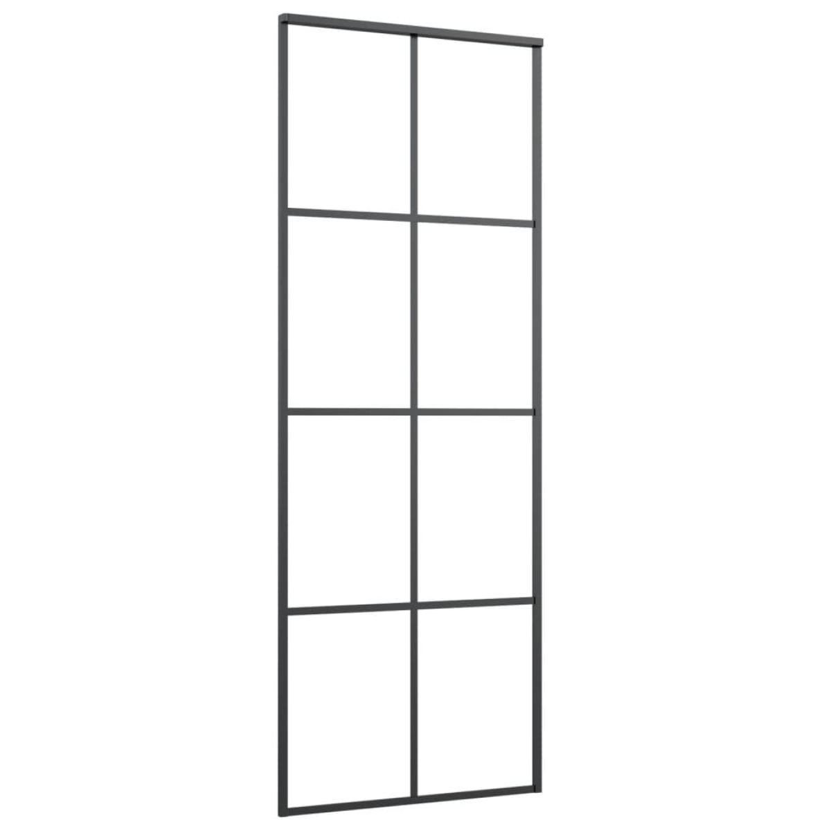 Puerta corredera vidrio ESG y aluminio negro 76x205 cm