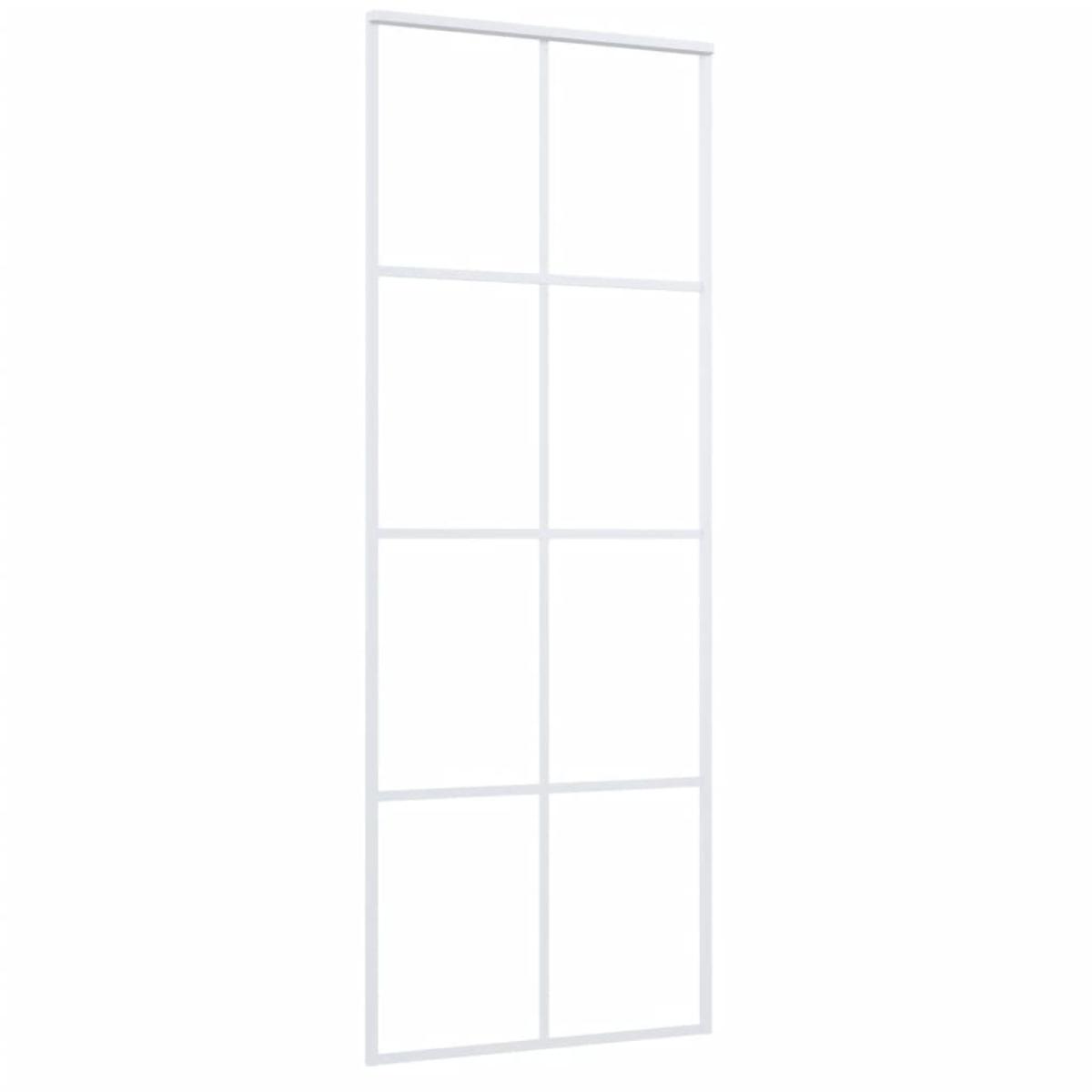 Puerta corredera ESG vidrio y aluminio blanca 76x205 cm