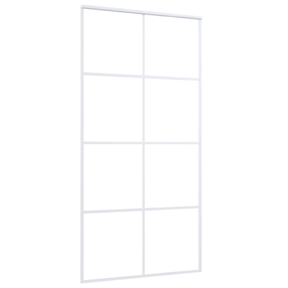 Puerta corredera ESG vidrio y aluminio blanca 102,5x205 cm