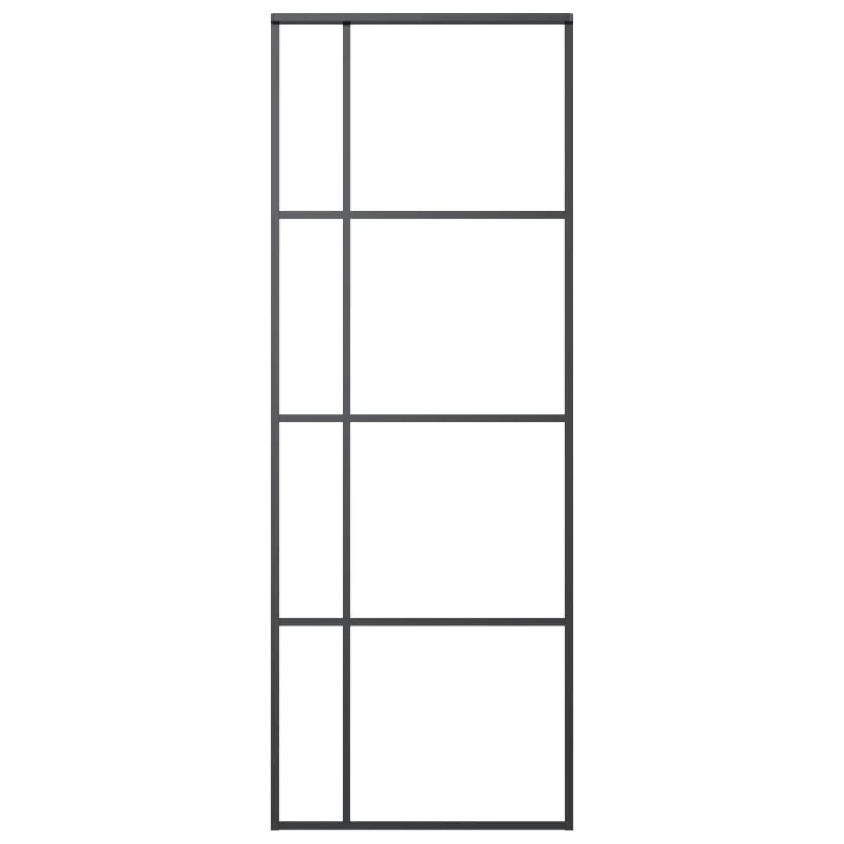 Puerta corredera ESG vidrio y aluminio negra 76x205cm