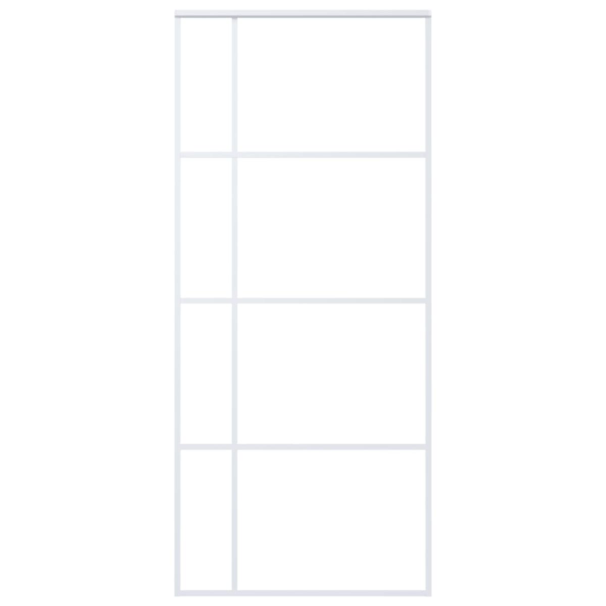 Puerta corredera ESG vidrio y aluminio blanca 90x205 cm