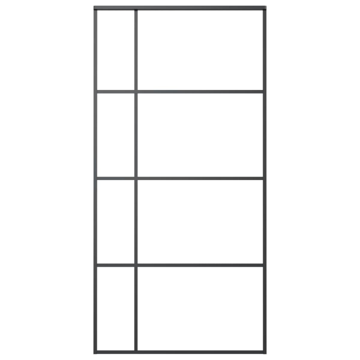 Puerta corredera ESG vidrio y aluminio negra 102,5x205 cm