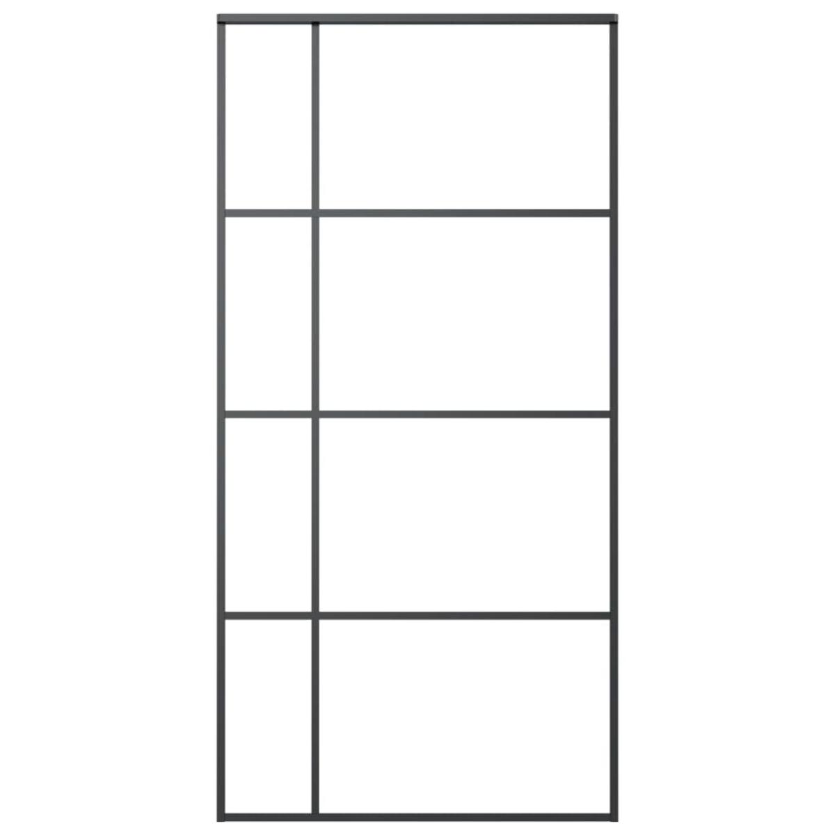 Puerta corredera ESG vidrio y aluminio negra 102,5x205 cm