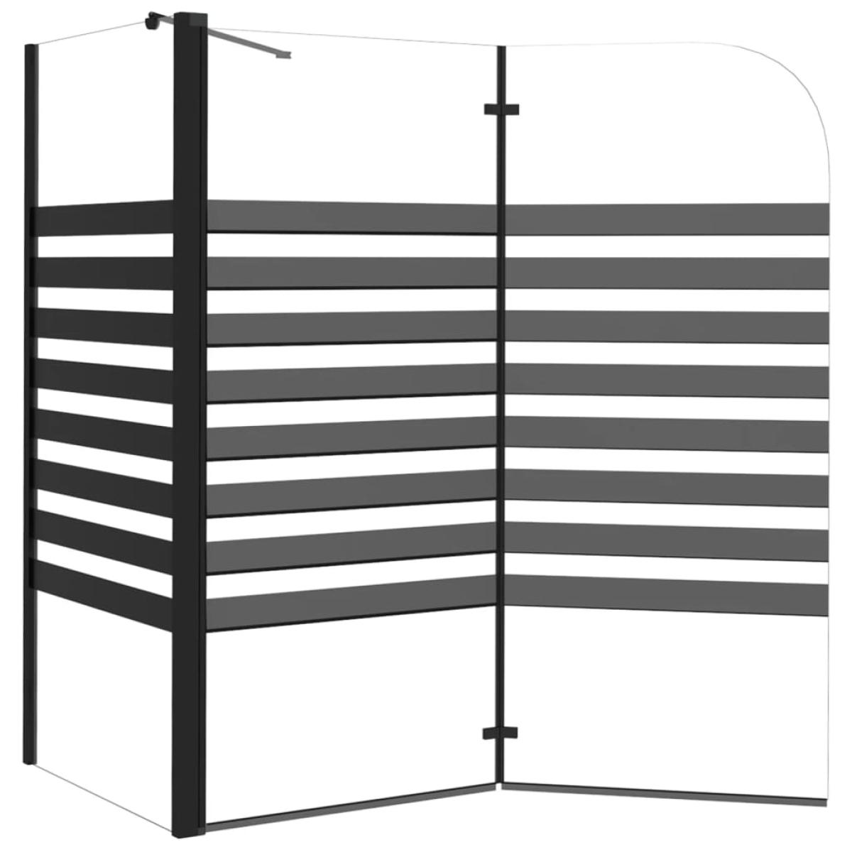 Mampara de baño a rayas vidrio templado 120x68x130 cm