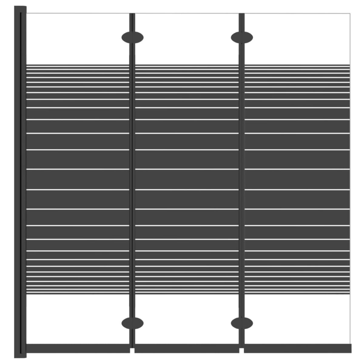 Mampara de ducha plegable de 3 paneles ESG negro 130x130 cm